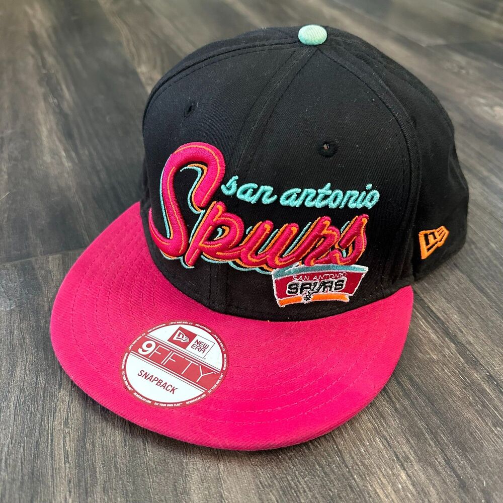 Vtg New Era Hardwood Classics San Antonio Spurs Flat Bill Snap Back Hat One Size